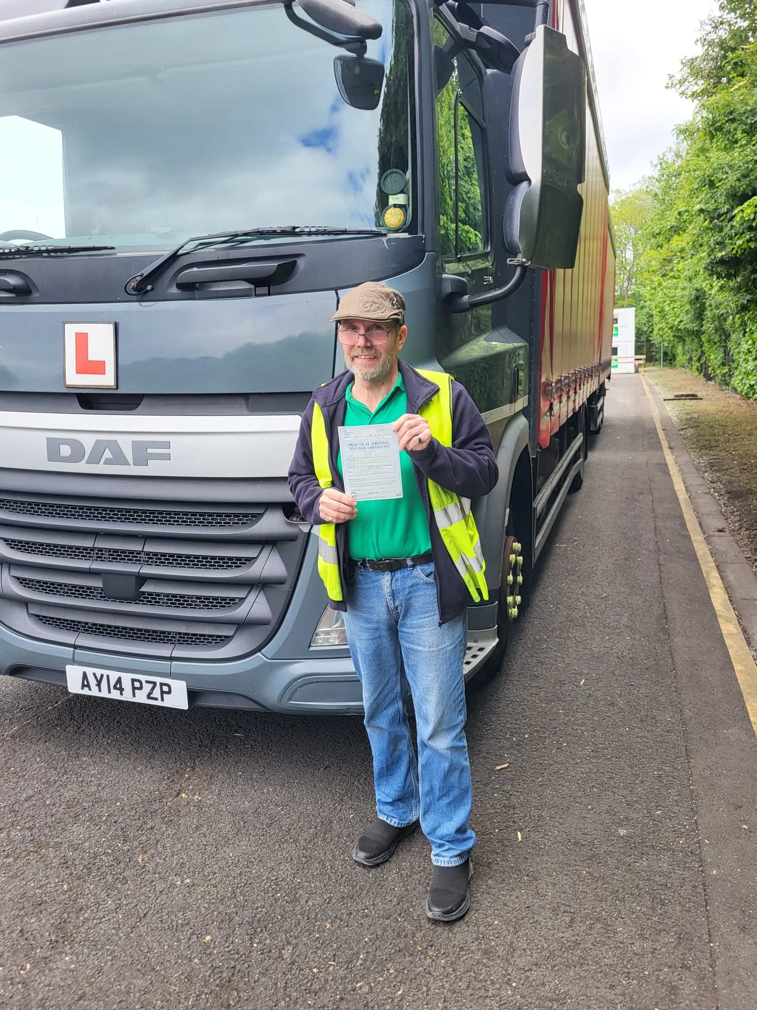 New driver with high vis on